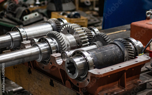 Gearbox with gears after nitriding