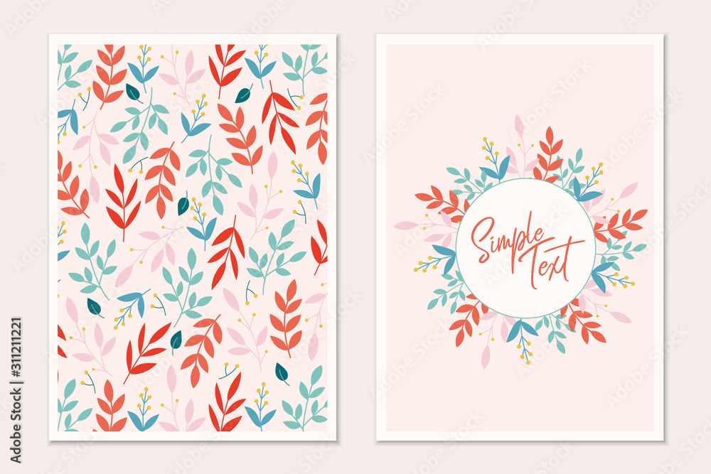 Floral card set. Botanical card mock up