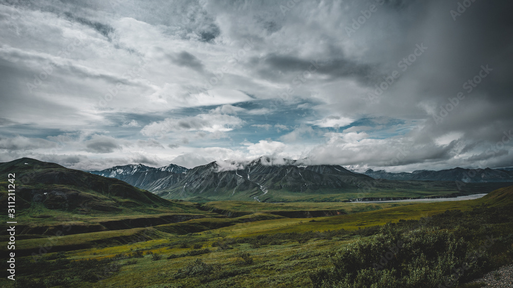 Denali national park mountains panoramic view, Alaska 21:9