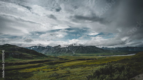 Denali national park mountains panoramic view, Alaska 21:9