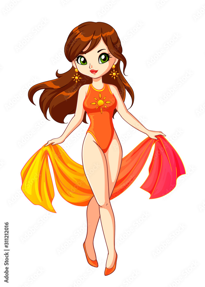 Cartoon girl swimsuit best sale