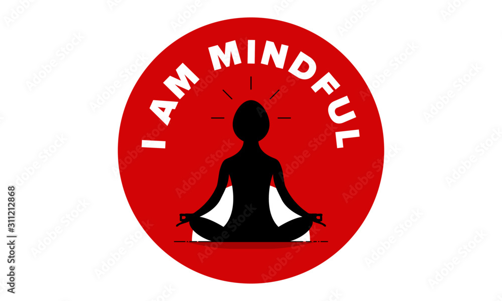 Vector illustration of a person meditating. Mindful and Awareness Meditation Template for badge Vector illustration of a person meditating. Mindful and Awareness Meditation Template for badge