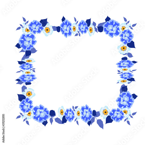 frame of blue flowers