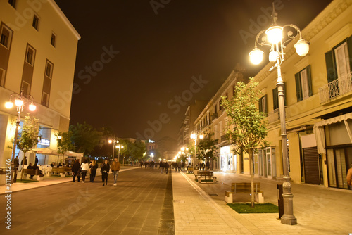 Night Foggia City Centre Illuminated by Lamps