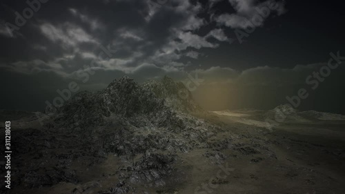 huge dark clouds over the plains of Ranoch Moor in the scottish highlands photo