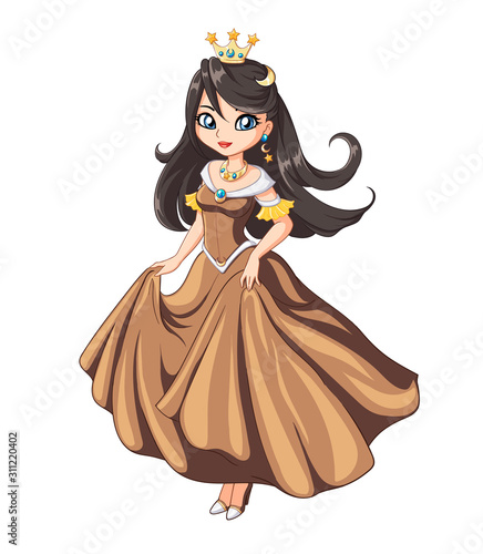 Cute little princess  Hand drawn art. Colorful art for coloring book