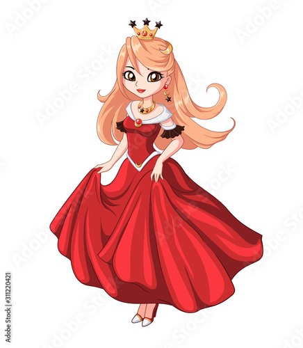 Cute little princess, Hand drawn art. Colorful art for coloring book