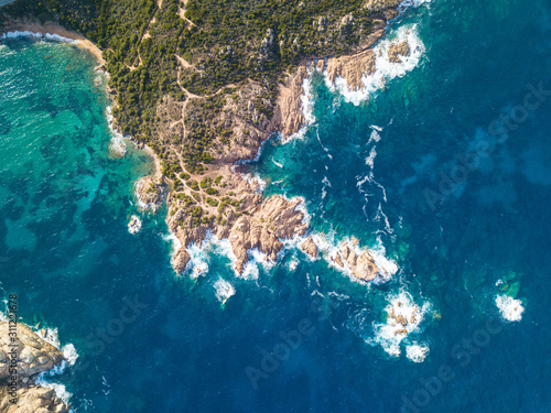 Aerial drone Sardina - Rocks in the ocean