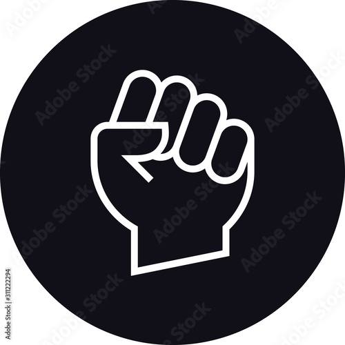 Raised Fist Hand Gesture Outline Icon