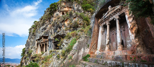 Lycian tombs in Fethiye, Turkey photo