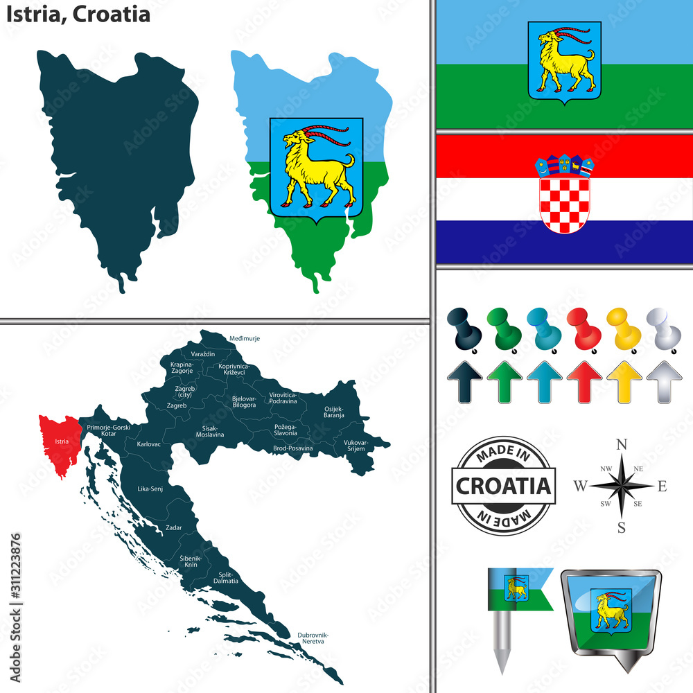 Map of Istria, Croatia - obrazy, fototapety, plakaty 