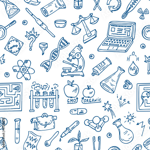 Doodles Science Seamless Background