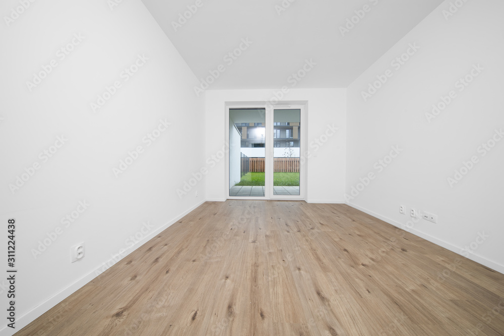 empty room with white walls and window, new build house empty room with white walls and window, new build house