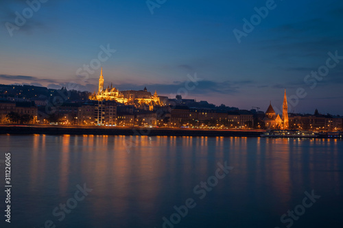 Danube rive at night. Budapest, Hungary.