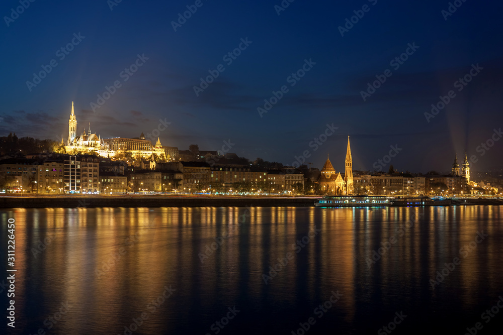 Danube rive at night. Budapest, Hungary.