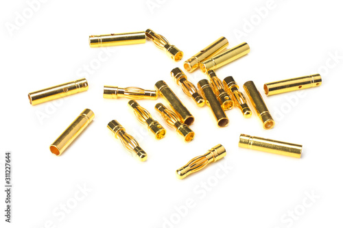 gold connector isolated on a white background. Auto parts.