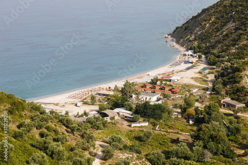 Fototapeta Naklejka Na Ścianę i Meble -  Mediterranean landscape on the Ionian Sea in Albania between Himare and Saranda