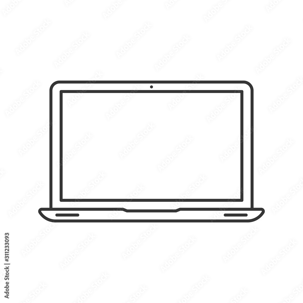 Black linear laptop icon. Outline laptop icon. Black linear laptop icon. Outline laptop icon.