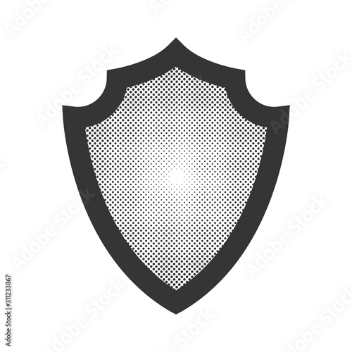 Vector dotted Shield in pop art design.
