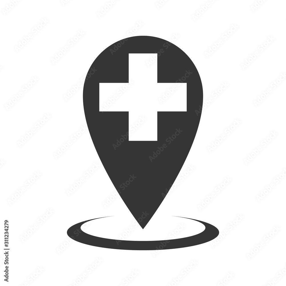 Medical pin location icon isolated - vector. Medical pin location icon isolated - vector.