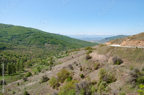 landscape with mountains and blue sky in Greece