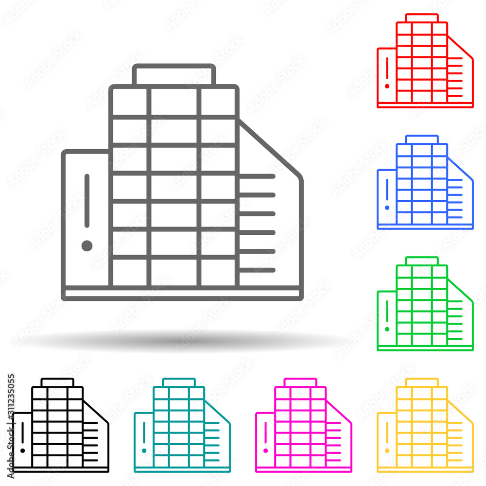 office building multi color style icon. Simple thin line, outline vector of interview icons for ui and ux, website or mobile application office building multi color style icon. Simple thin line, outline vector of interview icons for ui and ux, website or mobile application