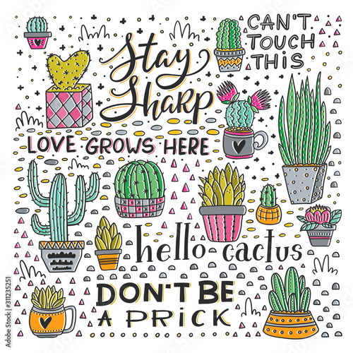 Vector Lettering and Cactus collection design art