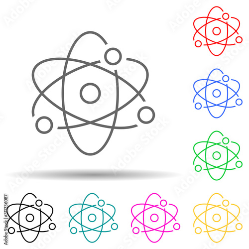 atom multi color style icon. Simple thin line, outline vector of Scientifics study icons for ui and ux, website or mobile application