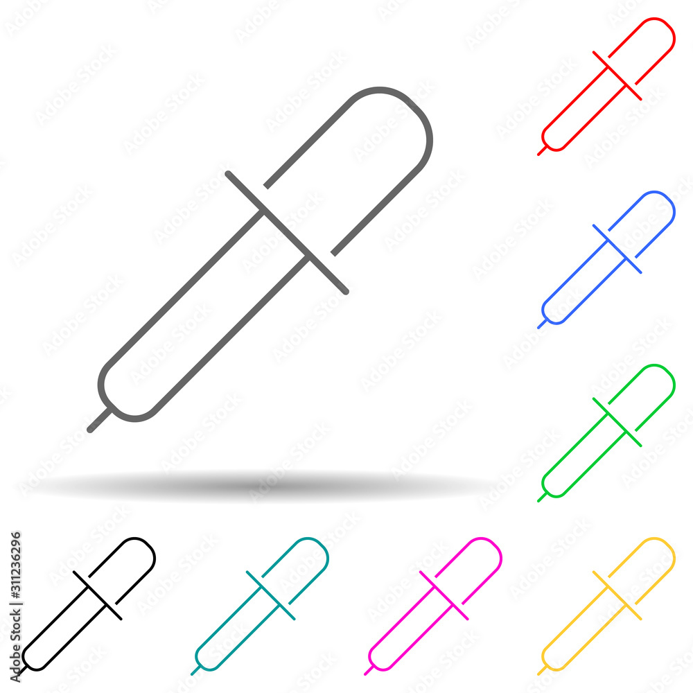 pipette multi color style icon. Simple thin line, outline vector of Scientifics study icons for ui and ux, website or mobile application pipette multi color style icon. Simple thin line, outline vector of Scientifics study icons for ui and ux, website or mobile application