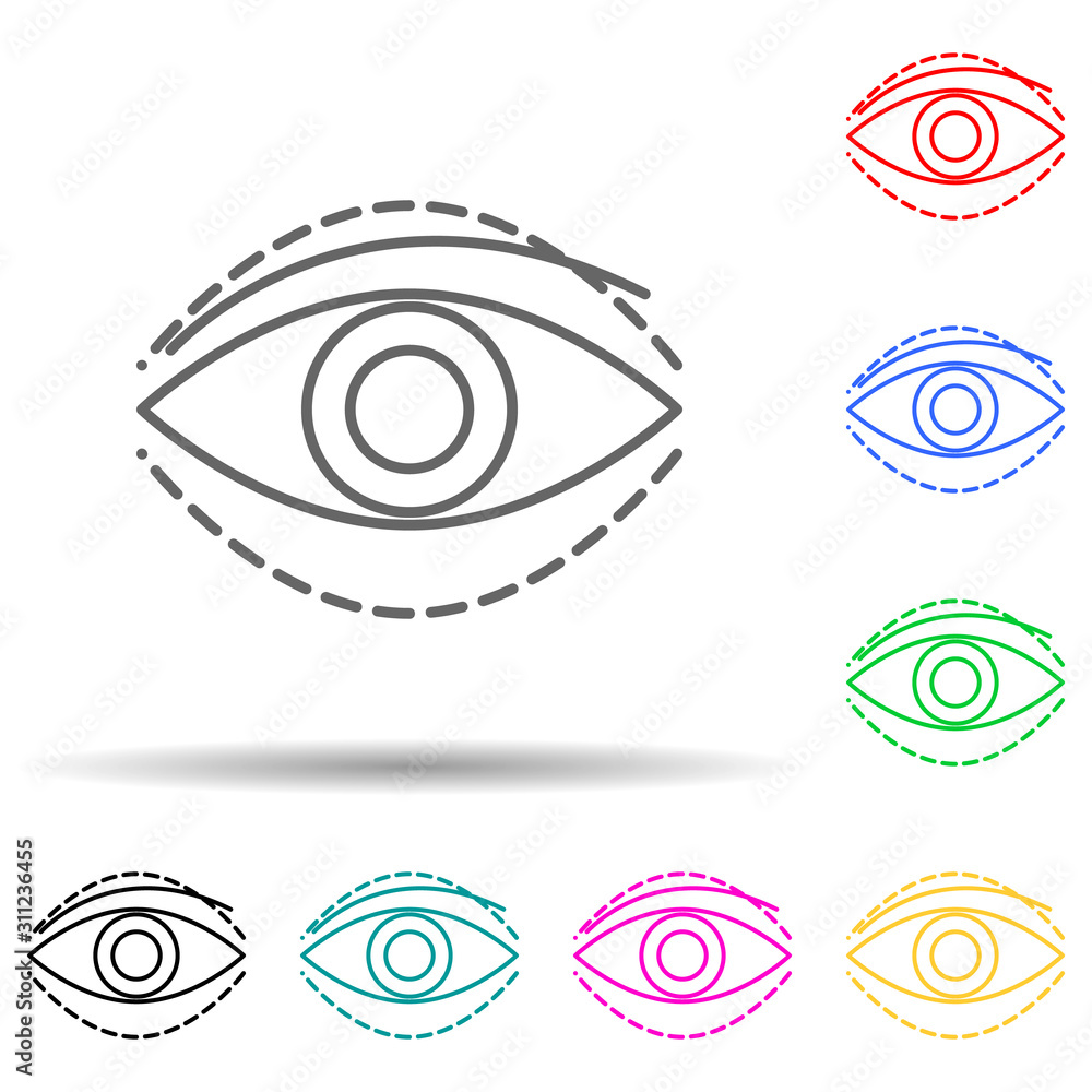 eye silicone surgery beauty multi color style icon. Simple thin line, outline vector of anti agies icons for ui and ux, website or mobile application eye silicone surgery beauty multi color style icon. Simple thin line, outline vector of anti agies icons for ui and ux, website or mobile application