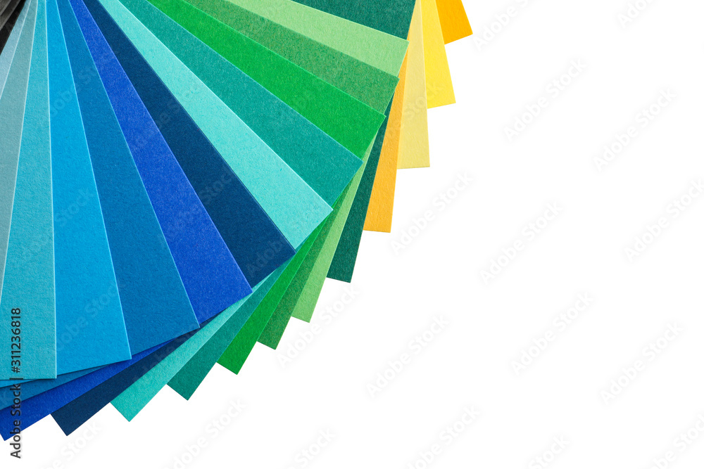 Color palette on white background, top view Color palette on white background, top view