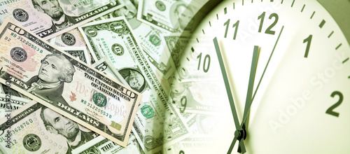 Canvas-taulu Clock and American cash. Time is money