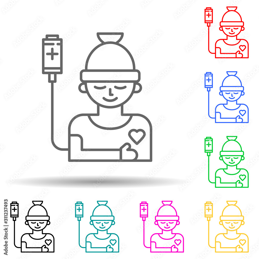 cancer patient multi color style icon. Simple thin line, outline vector of cancer day icons for ui and ux, website or mobile application cancer patient multi color style icon. Simple thin line, outline vector of cancer day icons for ui and ux, website or mobile application