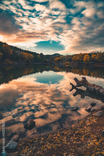 sunset over the lake