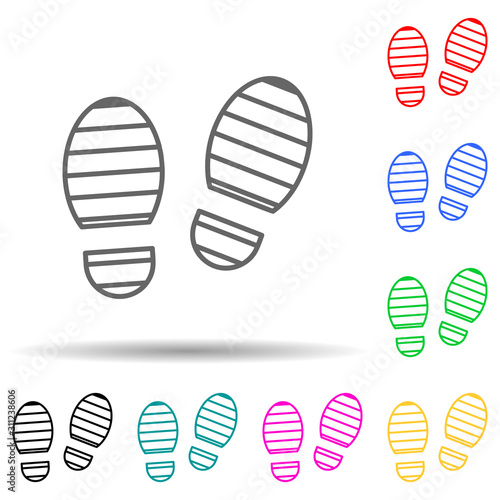 footprints of shoes multi color style icon. Simple thin line, outline vector of crime Investigation icons for ui and ux, website or mobile application