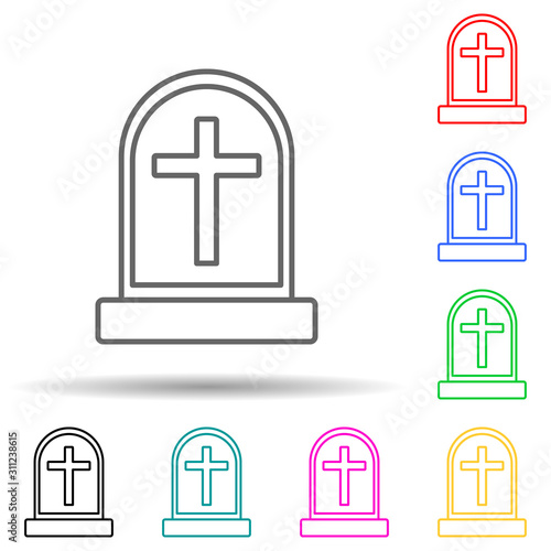 grave multi color style icon. Simple thin line, outline vector of crime Investigation icons for ui and ux, website or mobile application