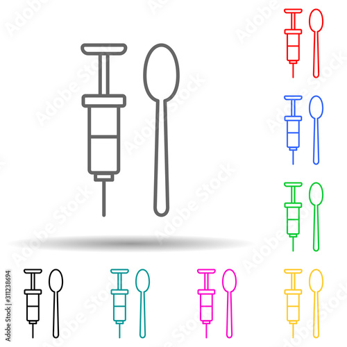 syringe for heroin multi color style icon. Simple thin line, outline vector of crime Investigation icons for ui and ux, website or mobile application