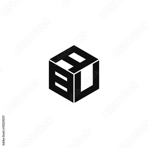 ABU triple cubic alphabet letter vector geometric font icon & Logo for your design.