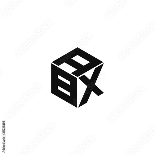 ABX triple cubic alphabet letter vector geometric font icon & Logo for your design. photo