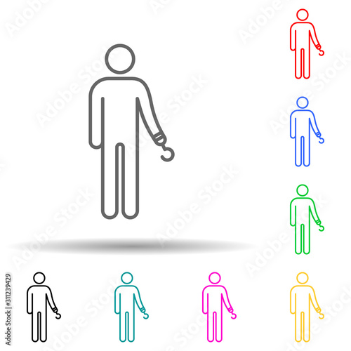 one armed man multi color style icon. Simple thin line, outline vector of disabled icons for ui and ux, website or mobile application