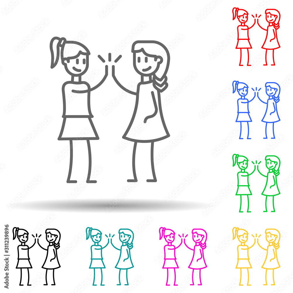 cheerful girlfriends multi color style icon. Simple thin line, outline vector of friendship icons for ui and ux, website or mobile application cheerful girlfriends multi color style icon. Simple thin line, outline vector of friendship icons for ui and ux, website or mobile application