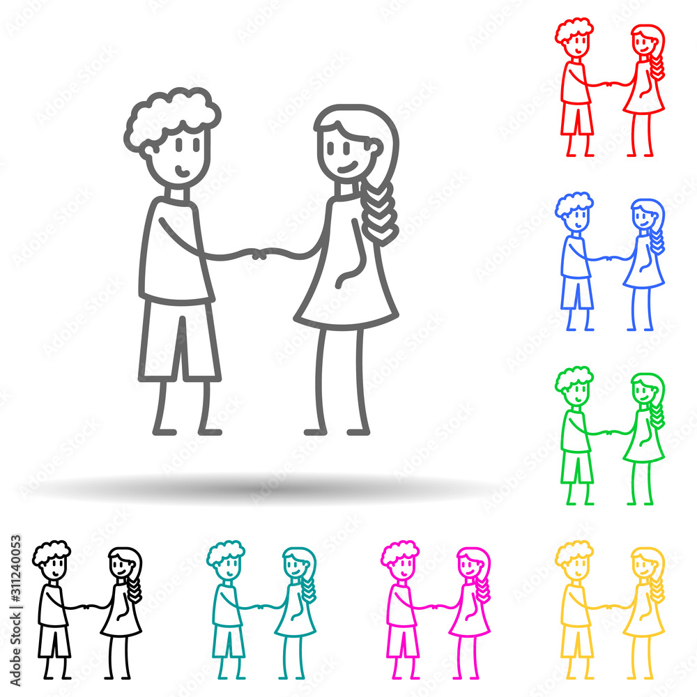 friendship between boy and girl multi color style icon. Simple thin line, outline vector of friendship icons for ui and ux, website or mobile application friendship between boy and girl multi color style icon. Simple thin line, outline vector of friendship icons for ui and ux, website or mobile application