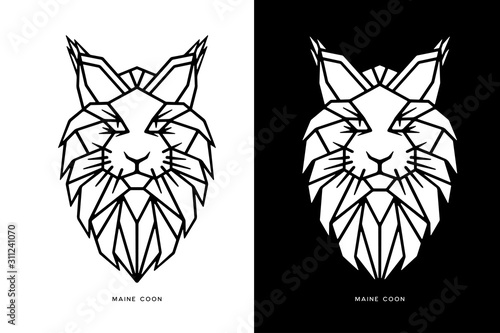 Maine coon cat polygonal template. Vector illustration.