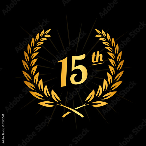 15 years anniversary design template.  Fiftheenth anniversary celebration logo. Vector and illustration. photo