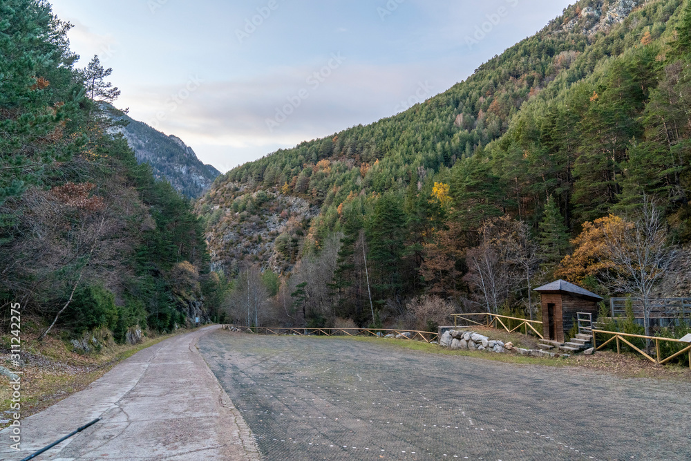 Palanca de la Molina parking in National Park of Aigüestortes and lake of Sant Maurici. Palanca de la Molina parking in National Park of Aigüestortes and lake of Sant Maurici.