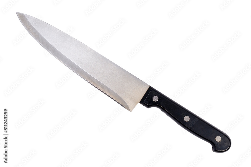 steel kitchen knife isolated on white. Object for the project and design. steel kitchen knife isolated on white. Object for the project and design.