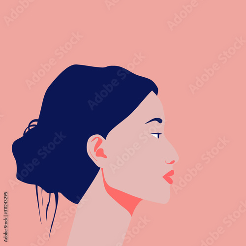 Social media female abstract profile flat illustration. Isolated, vector