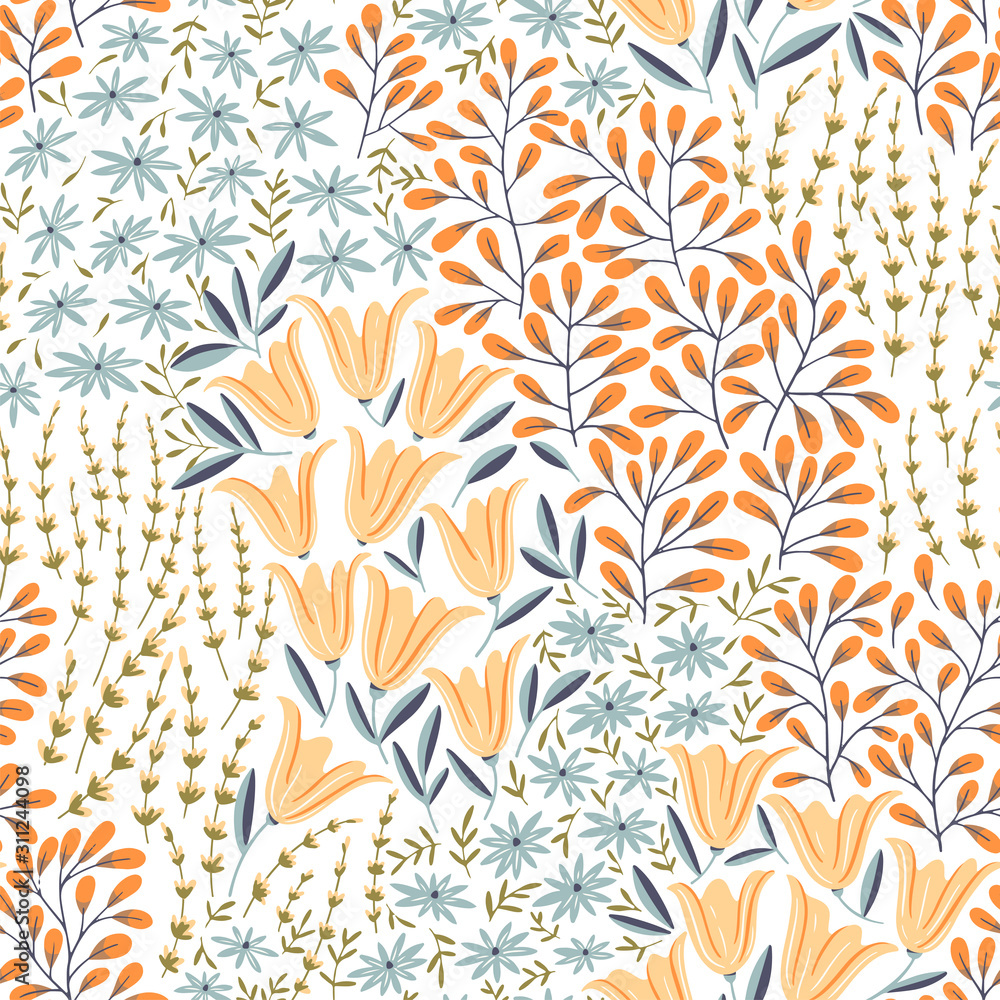 Botanical pattern with wildflowers