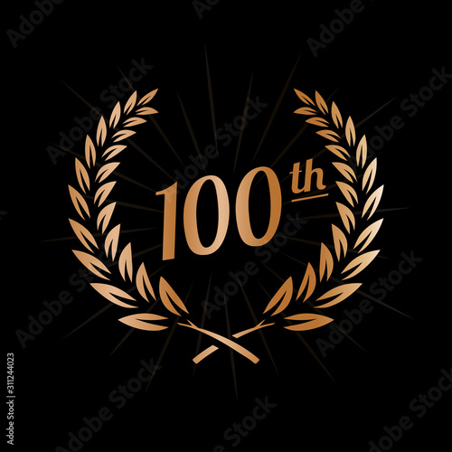 100 years anniversary design template. One hundredth anniversary celebration logo. Vector and illustration.