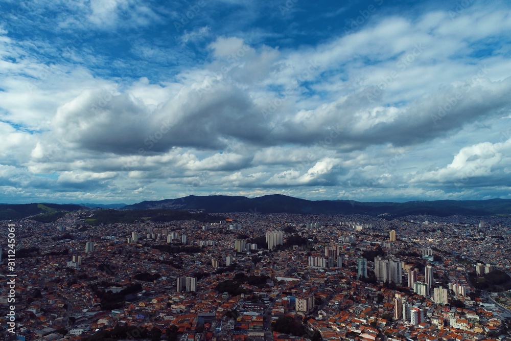 Aerial view of city of São Paulo, Brazil. Great landscape. Cityscape's scene.